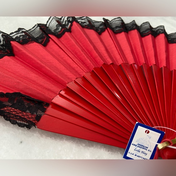 Embroidered Sequins Fabric Handheld Folding Fan for Women Girls Flamenco Dancer - Picture 8 of 9